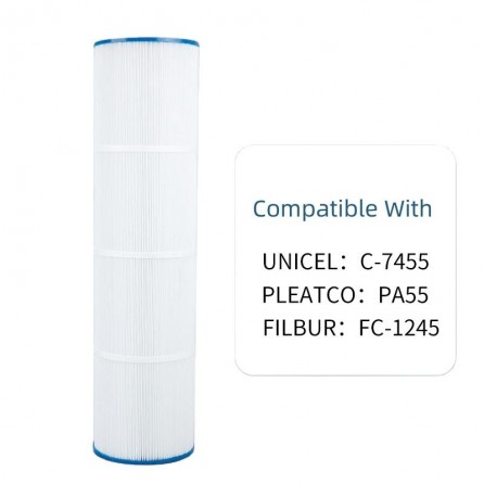 Compatible UNICEL C-7455, PLEATCO PA55, FILBUR FC-1245 Cartridge Filter Pump Pool Filter Dacron Material Filter Pump Cartridge Compatible UNICEL C-7455, PLEATCO PA55, FILBUR FC-1245 Cartridge Filter Pump Pool Filter Dacron Material Filter Pump Cartridge